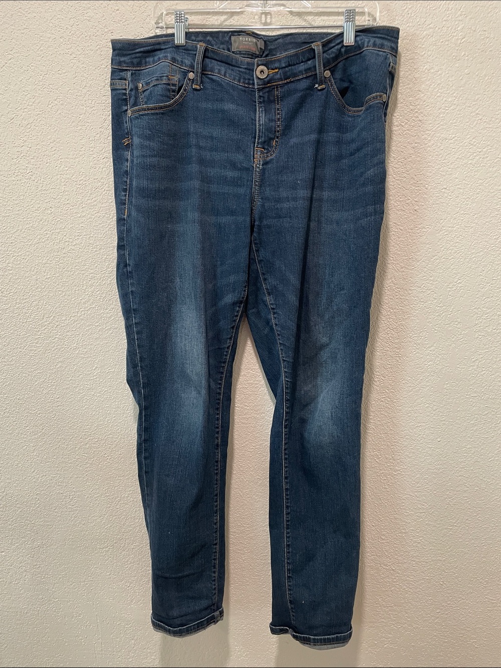 Women’s Torrid Boyfriend Straight Vintage Stretch Dark Denim Jeans, 14 Tall